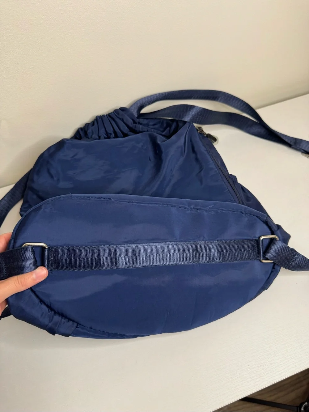Lululemon Lightweight Nylon Drawstring Backpack Blue Packable Cinch Bag